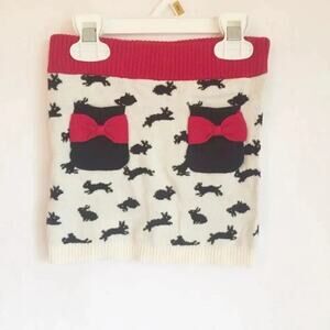 H & M White & black bunny print cotton knit skirt 2T